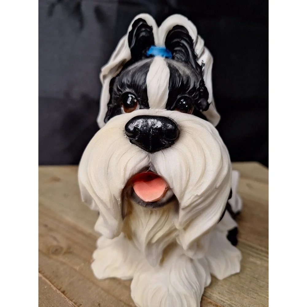 Vintage A Breed Apart by Ganz Shih Tzu Dog Figurine Coin Bank Black White 6.25